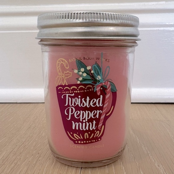 Bath & Body Works Other - Bath and Body Works Twisted Peppermint 1 wick Candle Pink Winter Holiday Vanilla